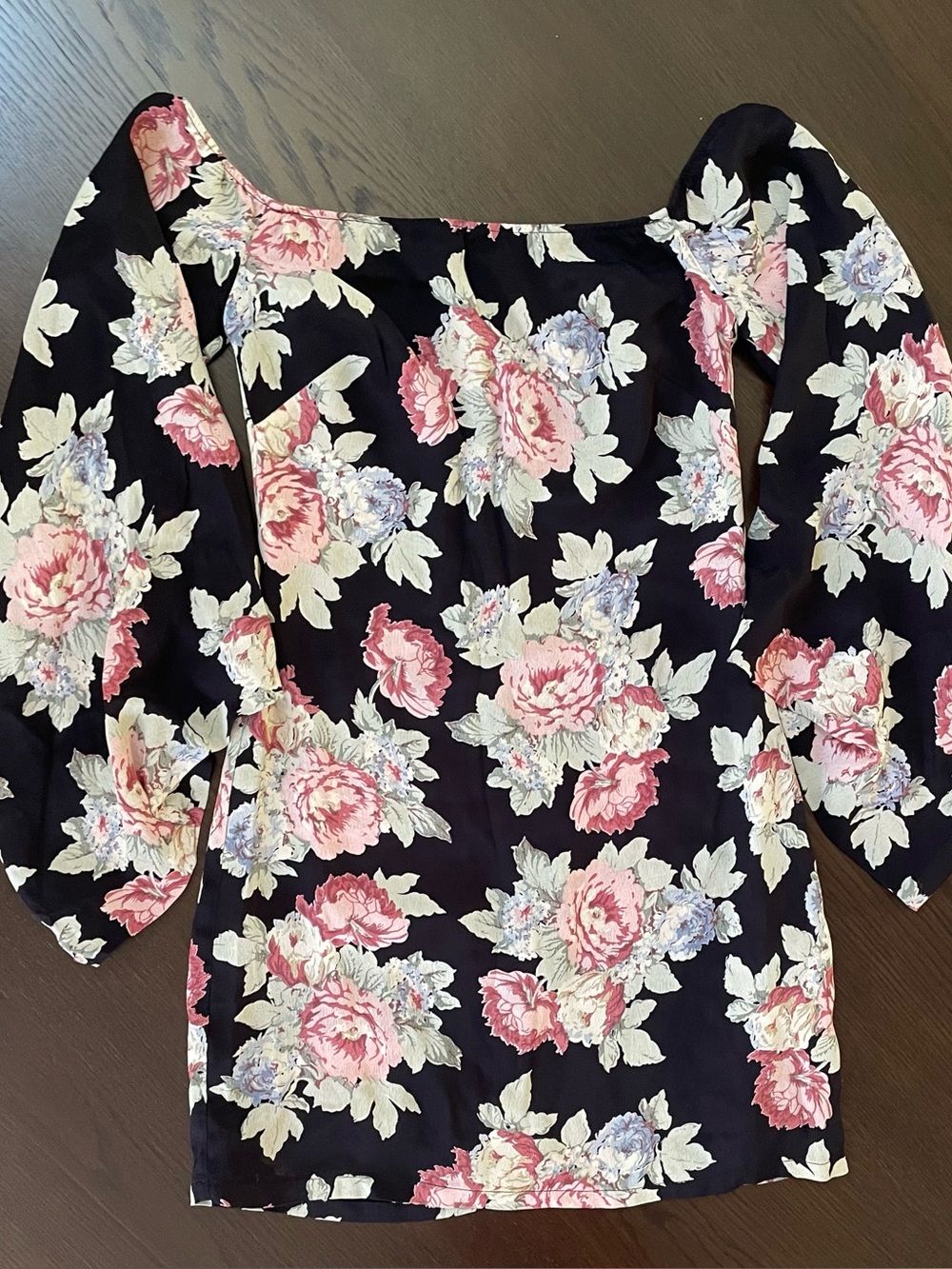 Reformation Black Floral Square Neck Mini Dress - Size 6